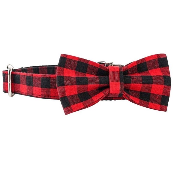 Plaid Dog Collar and Bow - Picture 2 of 5